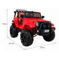 Auto na batériu All Terrain pre deti Červený Terénny typ jeep + Ovládač + Svietidlá Zvuky