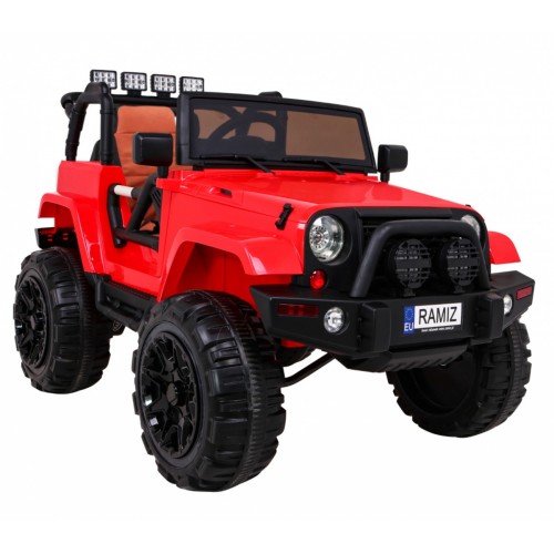 Auto na batériu All Terrain pre deti Červený Terénny typ jeep + Ovládač + Svietidlá Zvuky