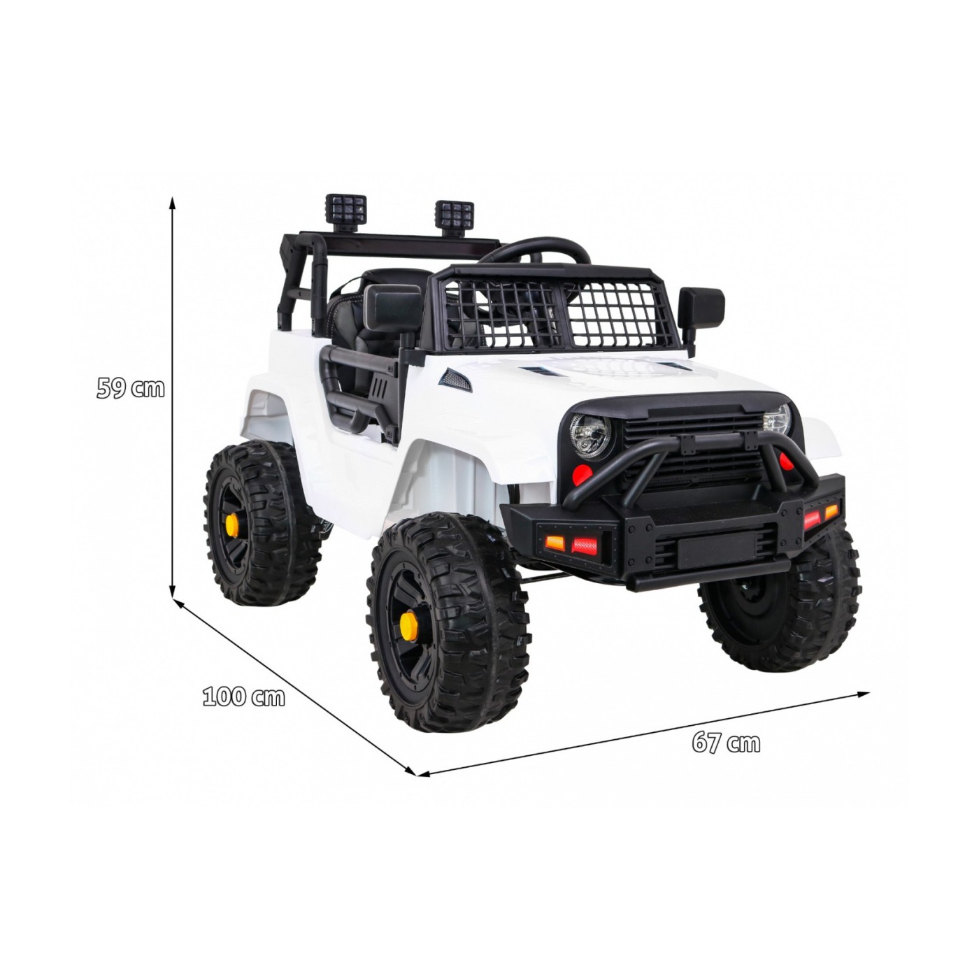 Autíčko Jeep Dark Night na batériu pre deti Biely + Pomalý štart + EVA + Audio LED