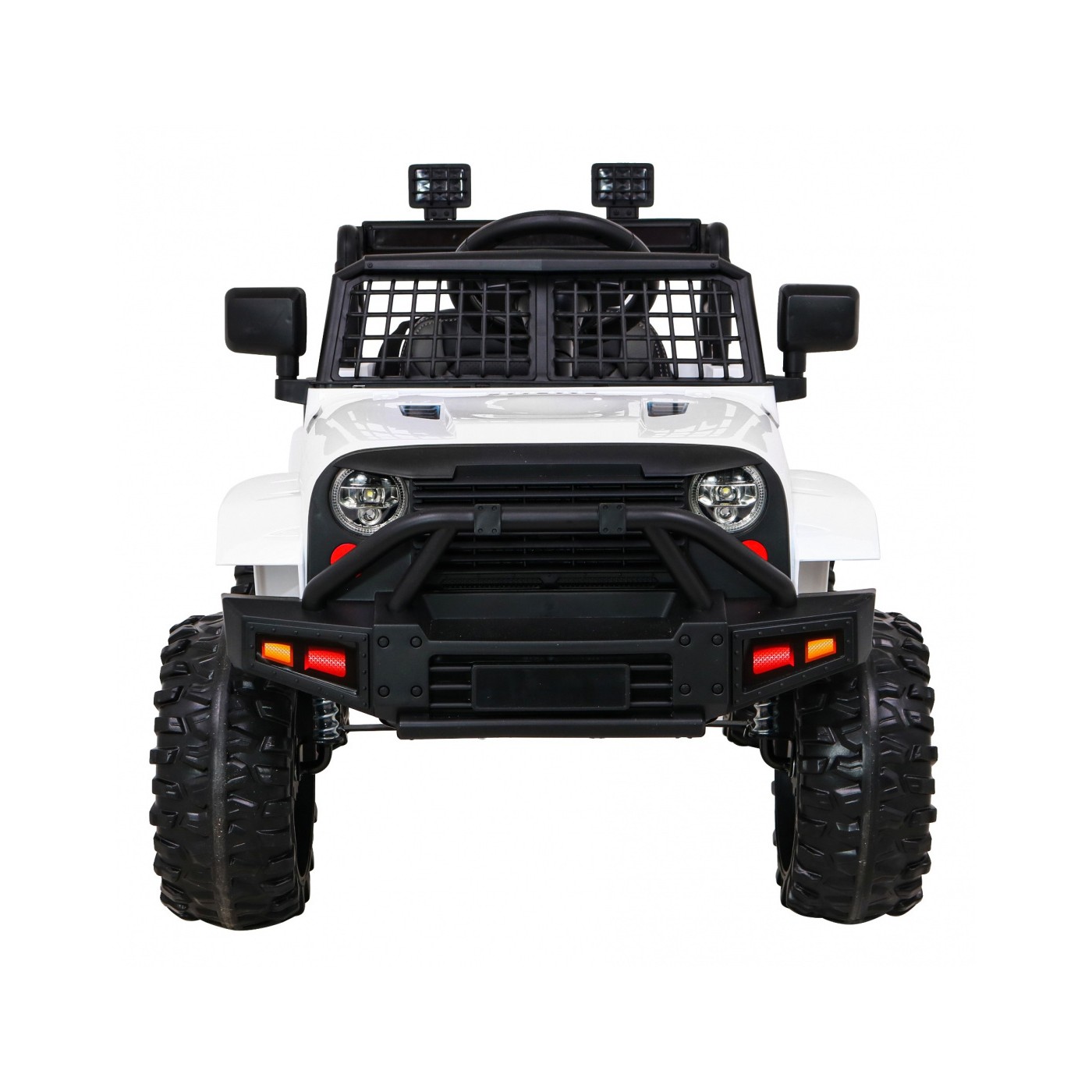 Autíčko Jeep Dark Night na batériu pre deti Biely + Pomalý štart + EVA + Audio LED