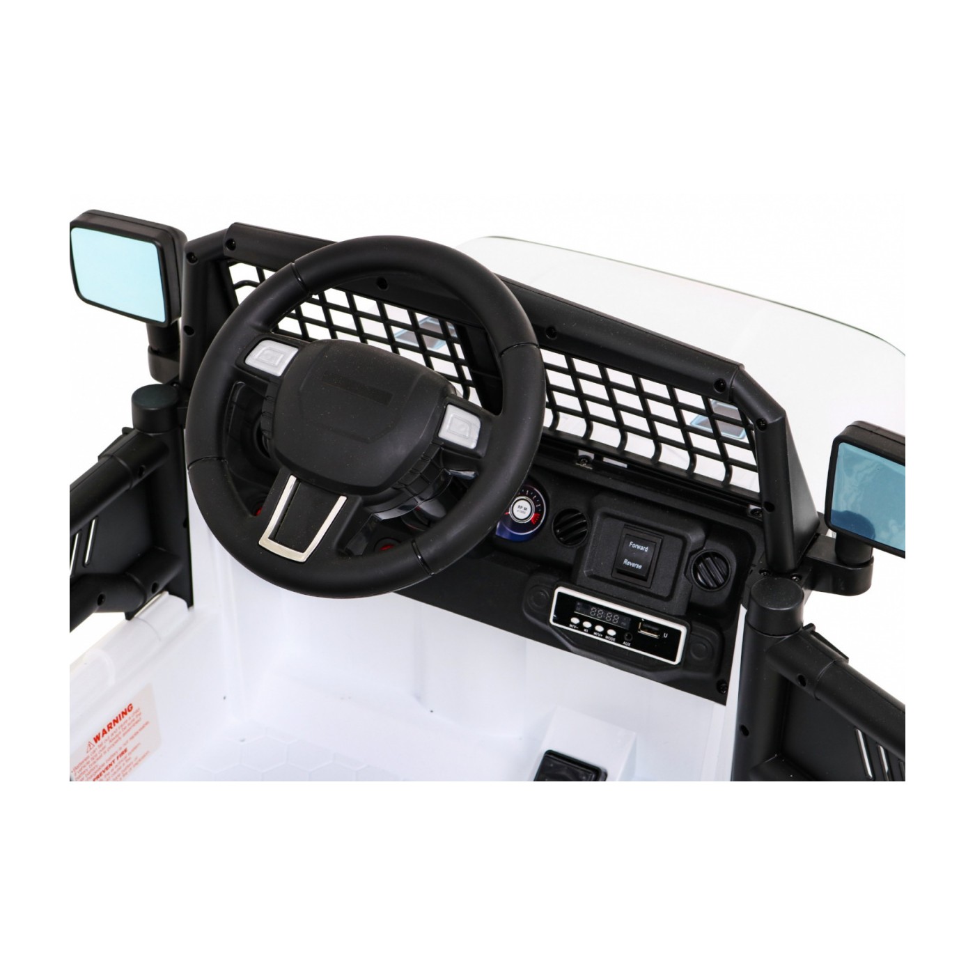 Autíčko Jeep Dark Night na batériu pre deti Biely + Pomalý štart + EVA + Audio LED