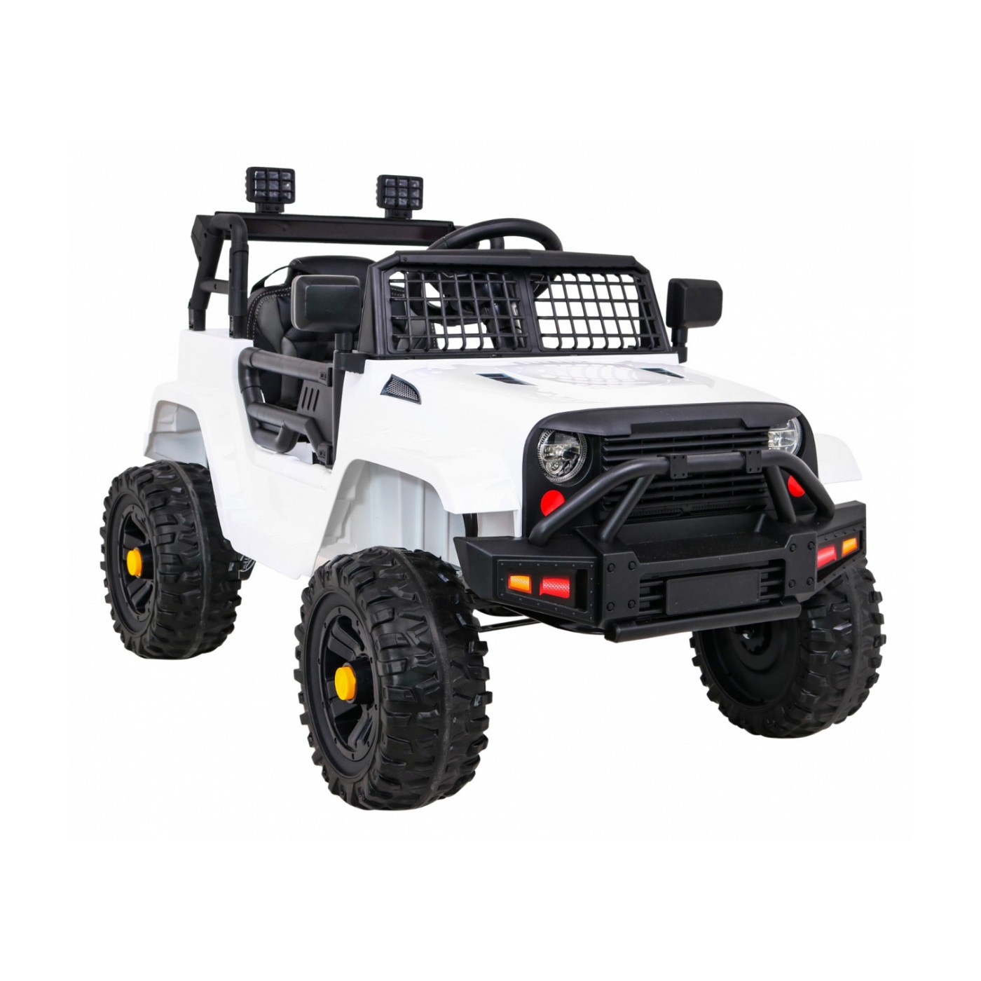 Autíčko Jeep Dark Night na batériu pre deti Biely + Pomalý štart + EVA + Audio LED