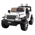 Jeep Wrangler Rubicon na batériu pre deti Biely + Ovládač + Rádio MP3 LED + Kolesá EVA
