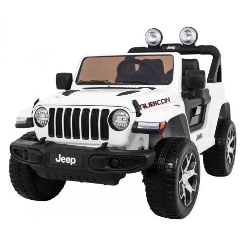 Jeep Wrangler Rubicon na batériu pre deti Biely + Ovládač + Rádio MP3 LED + Kolesá EVA