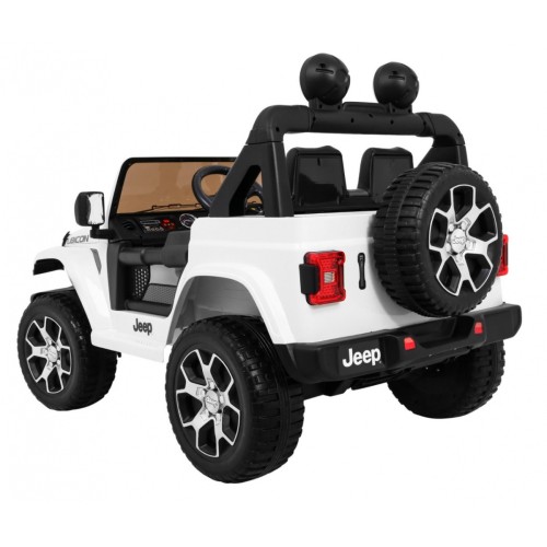 Jeep Wrangler Rubicon na batériu pre deti Biely + Ovládač + Rádio MP3 LED + Kolesá EVA