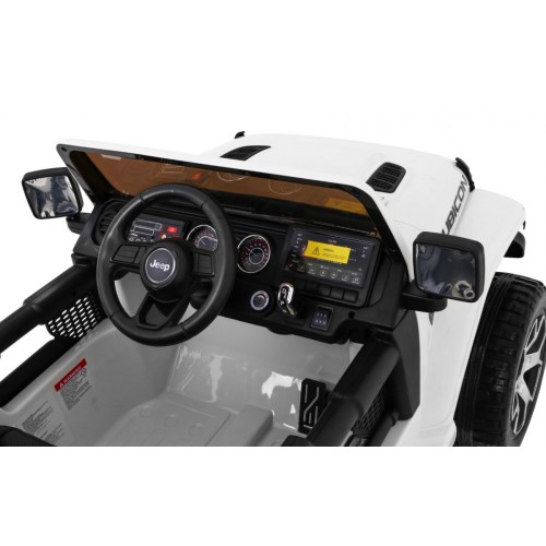 Jeep Wrangler Rubicon na batériu pre deti Biely + Ovládač + Rádio MP3 LED + Kolesá EVA
