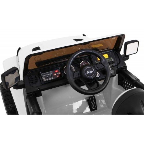 Jeep Wrangler Rubicon na batériu pre deti Biely + Ovládač + Rádio MP3 LED + Kolesá EVA