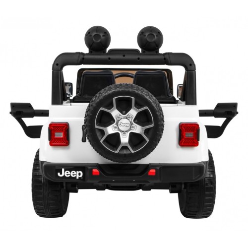 Jeep Wrangler Rubicon na batériu pre deti Biely + Ovládač + Rádio MP3 LED + Kolesá EVA