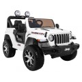 Jeep Wrangler Rubicon na batériu pre deti Biely + Ovládač + Rádio MP3 LED + Kolesá EVA