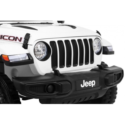 Jeep Wrangler Rubicon na batériu pre deti Biely + Ovládač + Rádio MP3 LED + Kolesá EVA