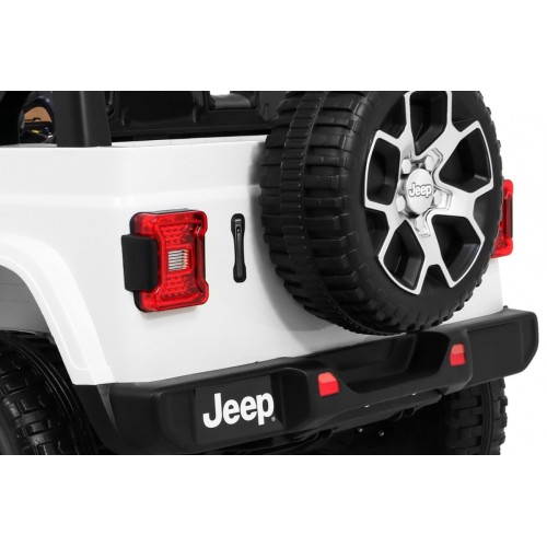 Jeep Wrangler Rubicon na batériu pre deti Biely + Ovládač + Rádio MP3 LED + Kolesá EVA