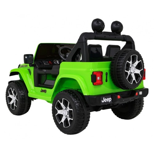Jeep Wrangler Rubicon na batériu pre deti Zelený + Ovládač + Rádio MP3 LED + Kolesá EVA