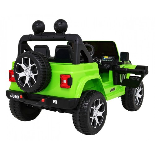 Jeep Wrangler Rubicon na batériu pre deti Zelený + Ovládač + Rádio MP3 LED + Kolesá EVA