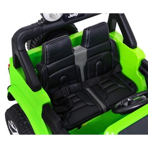 Jeep Wrangler Rubicon na batériu pre deti Zelený + Ovládač + Rádio MP3 LED + Kolesá EVA