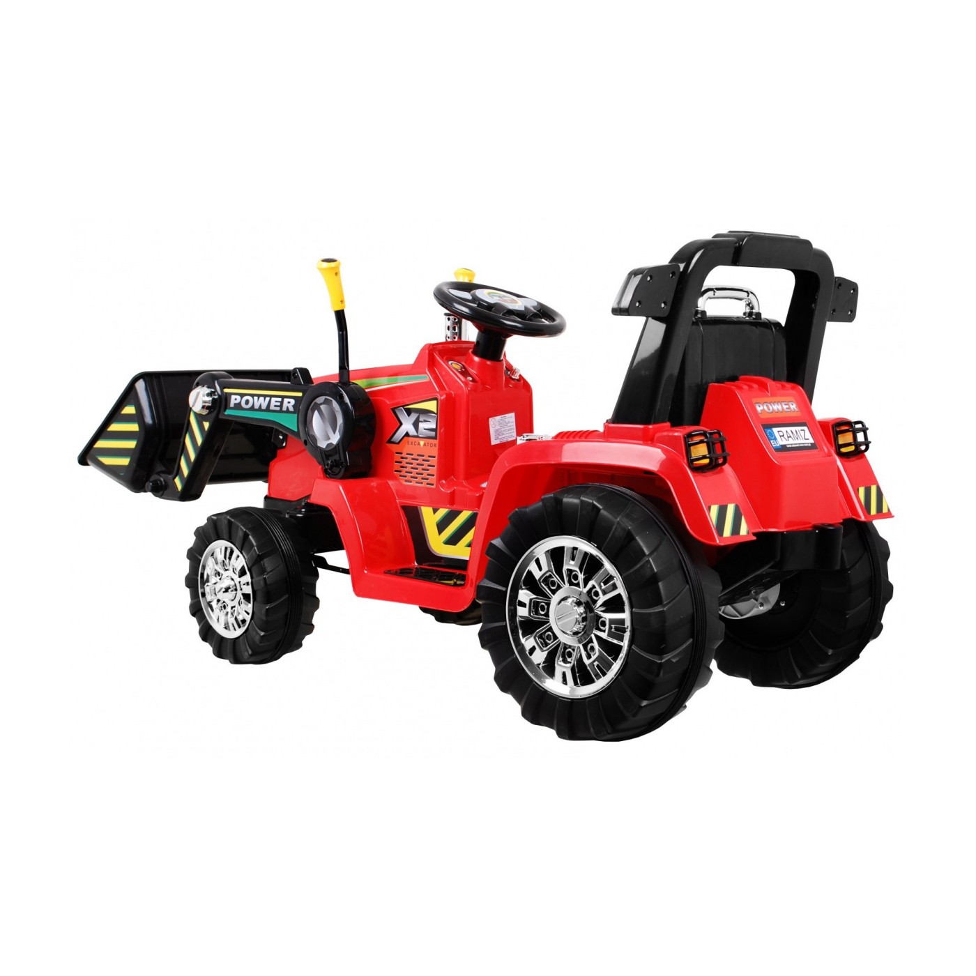 Bágrový Buldozér na batériu pre deti Červený + Ovládač + Nastaviteľná lopata + Audio + Svietidlá