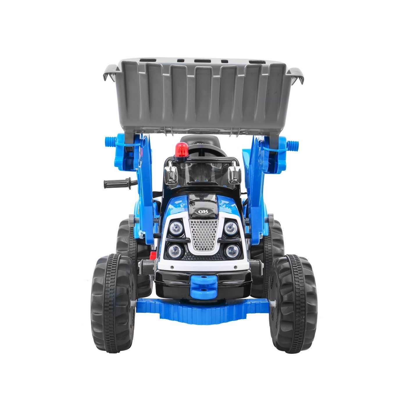 Buldozér na batériu pre deti Traktor Modrý + Pohyblivá lopata + Klaksón + Pásy + 2 rýchlosti