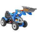 Buldozér na batériu pre deti Traktor Modrý + Pohyblivá lopata + Klaksón + Pásy + 2 rýchlosti