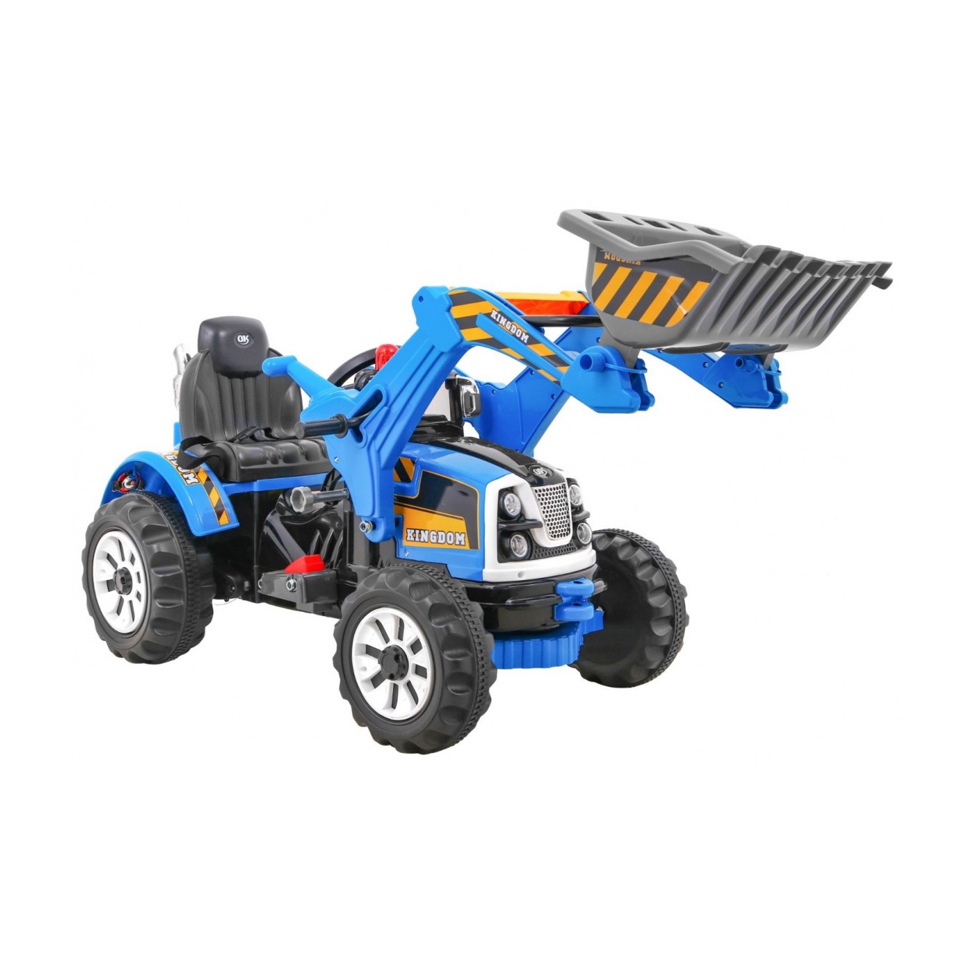 Buldozér na batériu pre deti Traktor Modrý + Pohyblivá lopata + Klaksón + Pásy + 2 rýchlosti