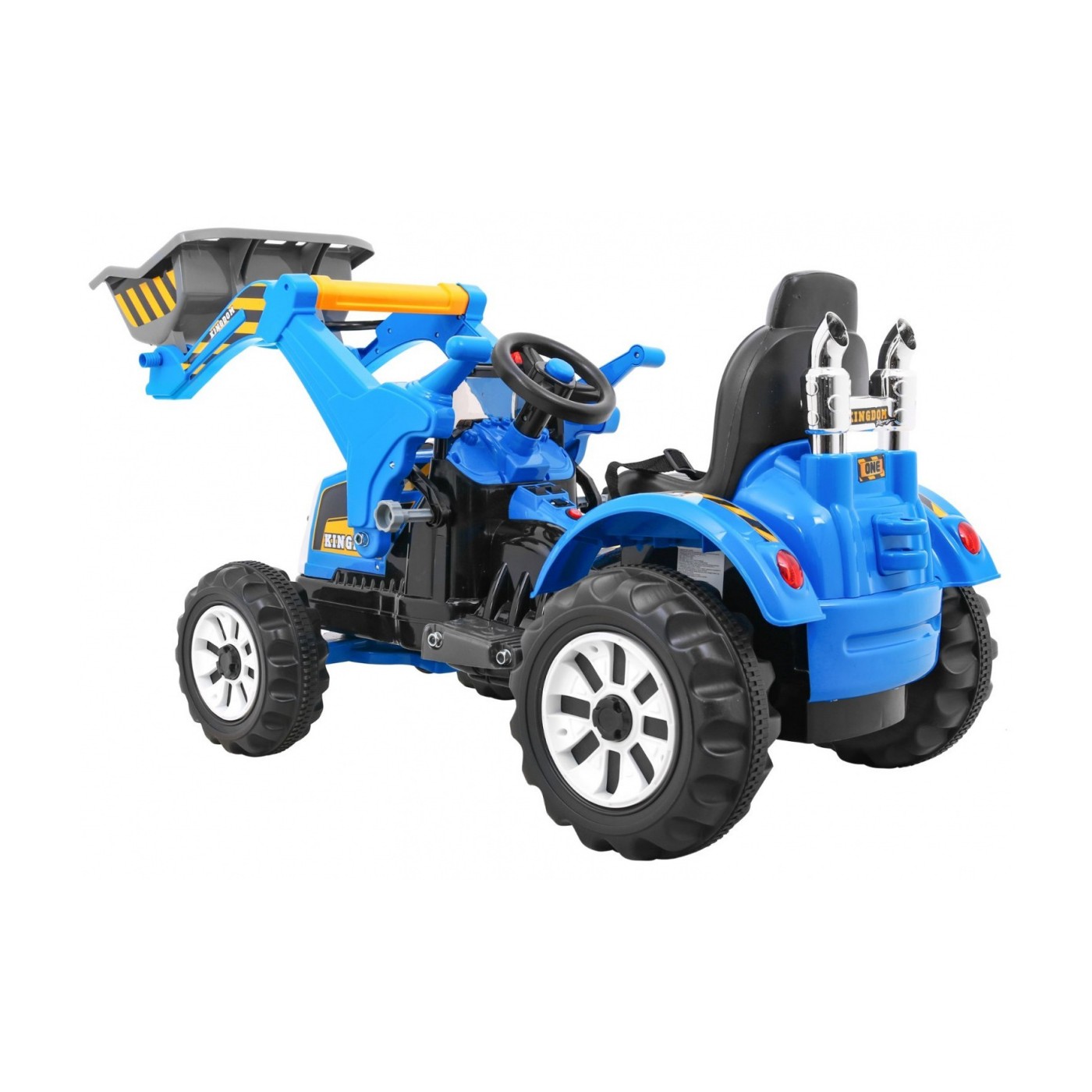 Buldozér na batériu pre deti Traktor Modrý + Pohyblivá lopata + Klaksón + Pásy + 2 rýchlosti