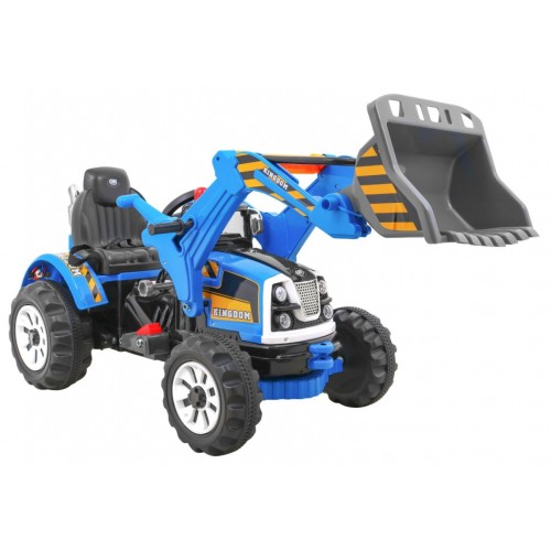 Buldozér na batériu pre deti Traktor Modrý + Pohyblivá lopata + Klaksón + Pásy + 2 rýchlosti