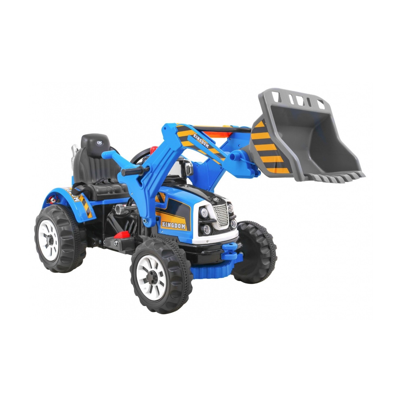 Buldozér na batériu pre deti Traktor Modrý + Pohyblivá lopata + Klaksón + Pásy + 2 rýchlosti