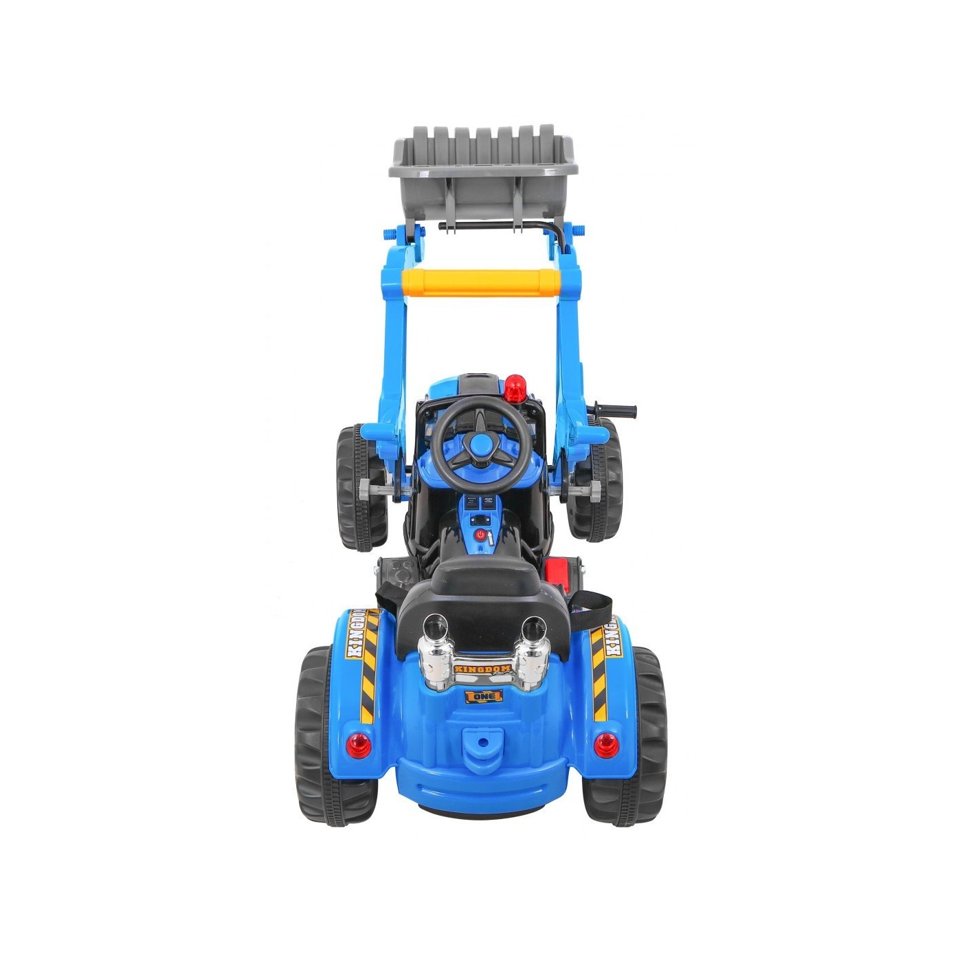 Buldozér na batériu pre deti Traktor Modrý + Pohyblivá lopata + Klaksón + Pásy + 2 rýchlosti