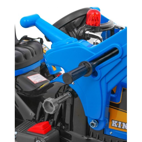 Buldozér na batériu pre deti Traktor Modrý + Pohyblivá lopata + Klaksón + Pásy + 2 rýchlosti