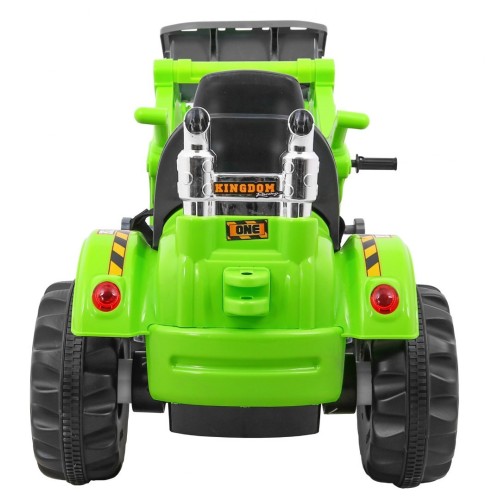 Buldozér na batériu pre deti Traktor Zelený + Pohyblivá lopata + Klakson + Pásy + 2 rýchlosti
