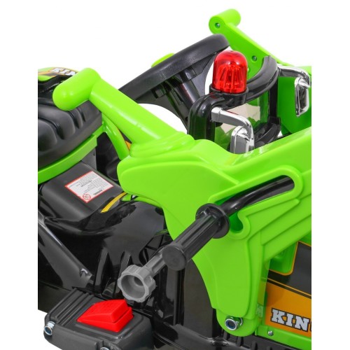 Buldozér na batériu pre deti Traktor Zelený + Pohyblivá lopata + Klakson + Pásy + 2 rýchlosti