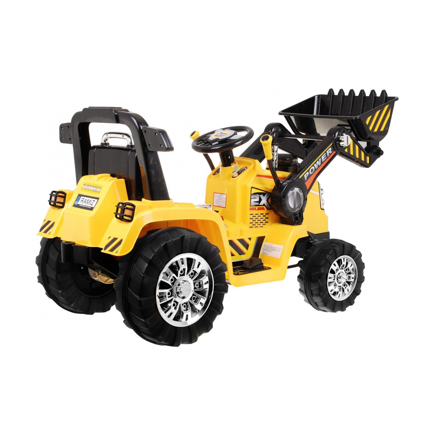 Bágrový Buldozér na batériu pre deti Žltý + Ovládač + Nastaviteľná lopata + Audio + Svietidlá