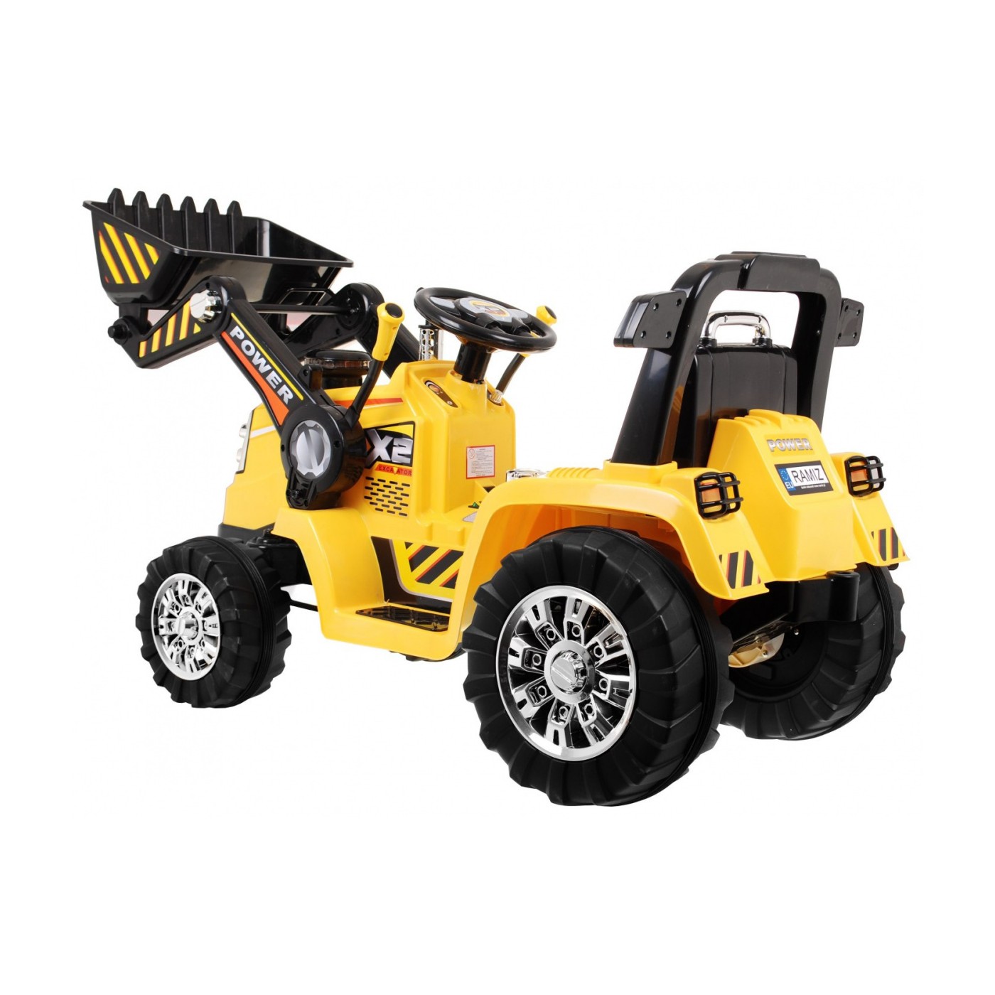 Bágrový Buldozér na batériu pre deti Žltý + Ovládač + Nastaviteľná lopata + Audio + Svietidlá