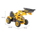 Buldozér na batériu pre deti Traktor Žltý + Pohyblivá lopata + Klakson + Pásy + 2 rýchlosti