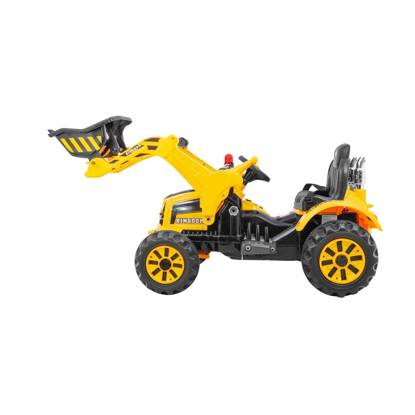 Buldozér na batériu pre deti Traktor Žltý + Pohyblivá lopata + Klakson + Pásy + 2 rýchlosti