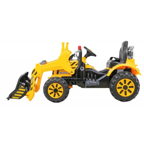 Buldozér na batériu pre deti Traktor Žltý + Pohyblivá lopata + Klakson + Pásy + 2 rýchlosti