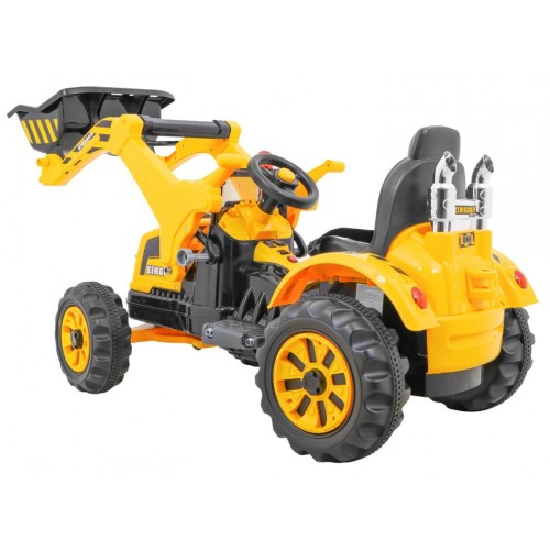 Buldozér na batériu pre deti Traktor Žltý + Pohyblivá lopata + Klakson + Pásy + 2 rýchlosti