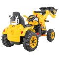 Buldozér na batériu pre deti Traktor Žltý + Pohyblivá lopata + Klakson + Pásy + 2 rýchlosti