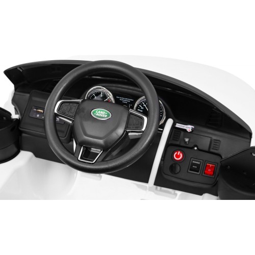 Land Rover Discovery pre deti Biely + Ovládač + 5-bodové pásy + Nastaviteľné sedadlo + EVA + MP3 LED