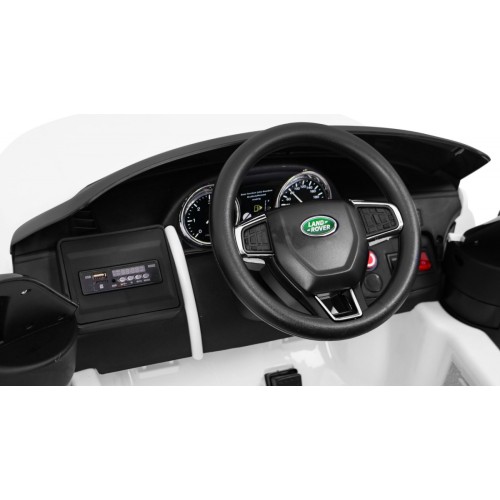 Land Rover Discovery pre deti Biely + Ovládač + 5-bodové pásy + Nastaviteľné sedadlo + EVA + MP3 LED