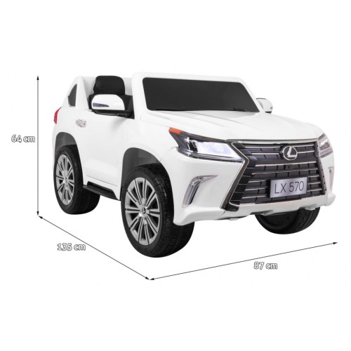 Lexus LX570 Autíčko 2-os.pre deti Biely + Ovládač + Kolesá EVA + Rádio MP3 + LED