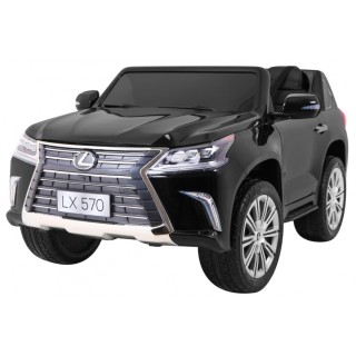 Lexus LX570 Lakované Autíčko pre 2 deti Čierny + Ovládač + Kolesá EVA + Rádio MP3 LED