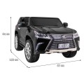 Lexus LX570 Lakované Autíčko pre 2 deti Čierny + Ovládač + Kolesá EVA + Rádio MP3 LED