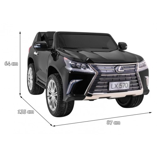 Lexus LX570 Lakované Autíčko pre 2 deti Čierny + Ovládač + Kolesá EVA + Rádio MP3 LED