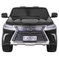 Lexus LX570 Lakované Autíčko pre 2 deti Čierny + Ovládač + Kolesá EVA + Rádio MP3 LED