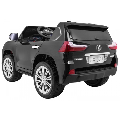 Lexus LX570 Lakované Autíčko pre 2 deti Čierny + Ovládač + Kolesá EVA + Rádio MP3 LED