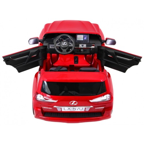 Lexus LX570 Lakované Autíčko pre 2 deti Červený + Ovládač + Kolesá EVA + Rádio MP3 LED
