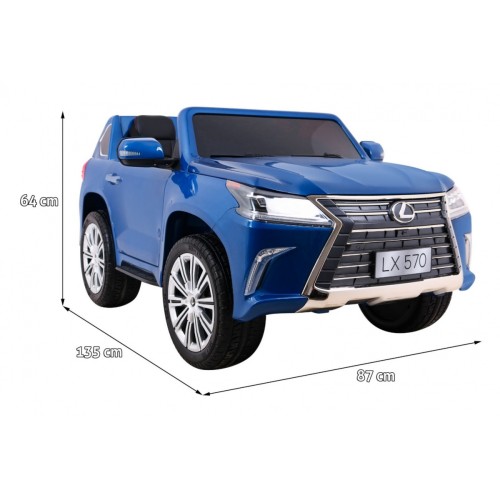 Lexus LX570 Lakované Autíčko pre 2 deti Modrý + Ovládač + Kolesá EVA + Rádio MP3 LED