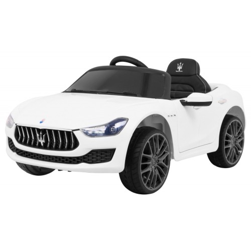 Maserati Ghibli na batériu pre deti Biely + Ovládač + Pomalý štart + EVA + MP3 USB + LED