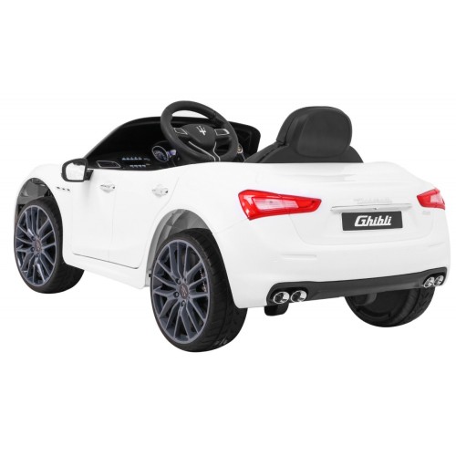 Maserati Ghibli na batériu pre deti Biely + Ovládač + Pomalý štart + EVA + MP3 USB + LED