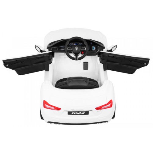 Maserati Ghibli na batériu pre deti Biely + Ovládač + Pomalý štart + EVA + MP3 USB + LED