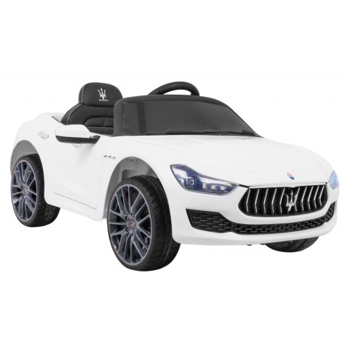 Maserati Ghibli na batériu pre deti Biely + Ovládač + Pomalý štart + EVA + MP3 USB + LED